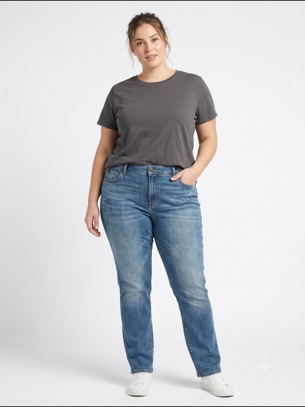 L.L Bean Women's Plus Classic Fit Mid-Rise Straight Jeans Light Wash 90s Mom